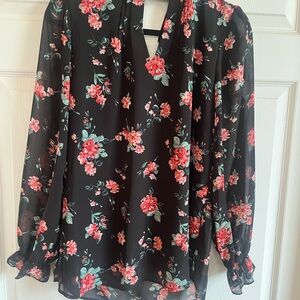 Floral Black Blouse